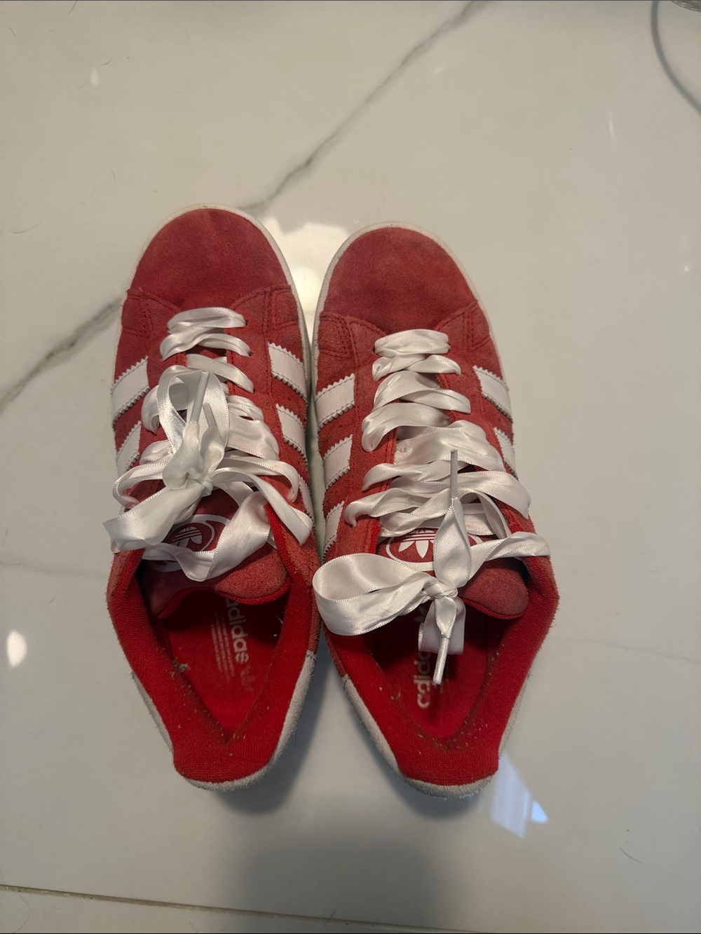adidas Red Suede campus Sneakers with White Stripes